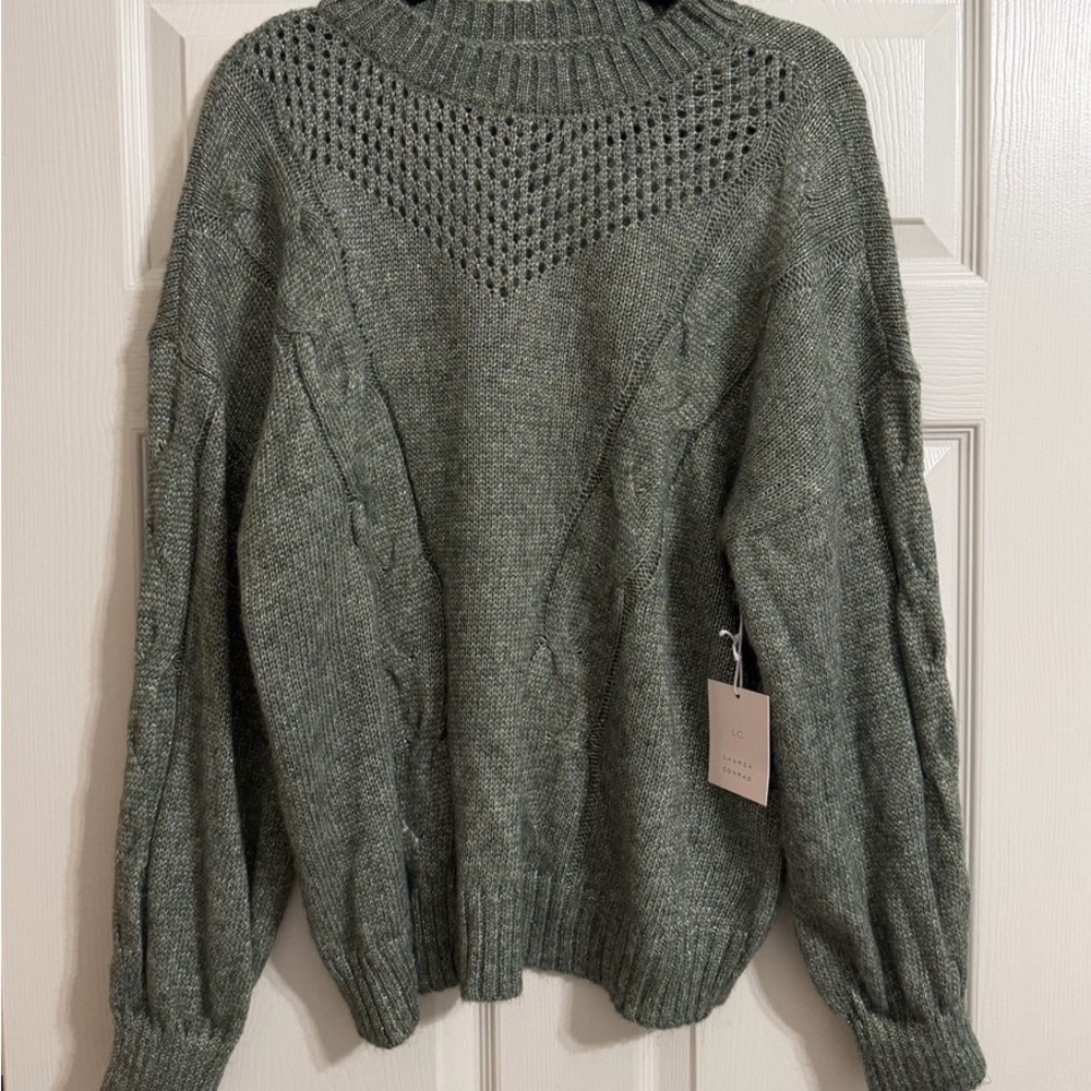 LC Lauren Conrad Green Crew Neck Sweater